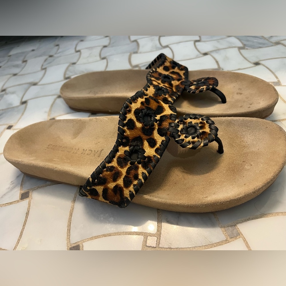 Jack Rogers Leopard Calf Hair Comfort Jacks Size 11